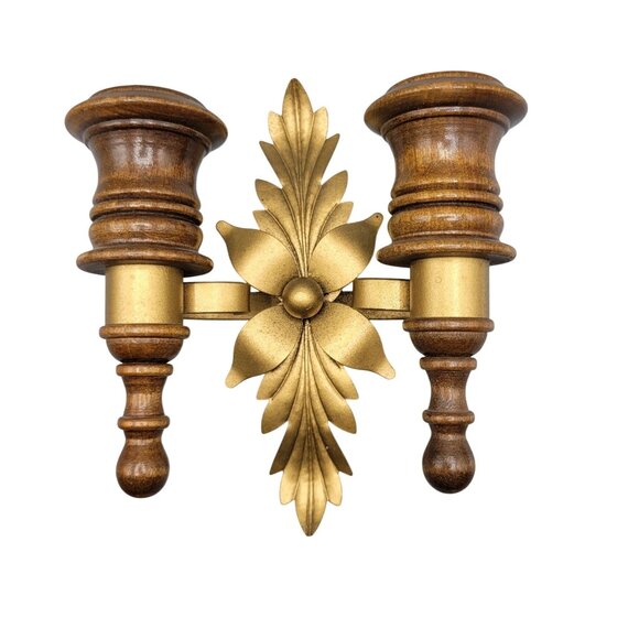 Homco Other - Vintage Homco Home Interiors Wall Sconce Candle Holder Gold Painted Metal Wood